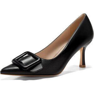 Women's Closed Pointed Toe Pumps Stiletto Heels Wedding Party Dress Shoes Black